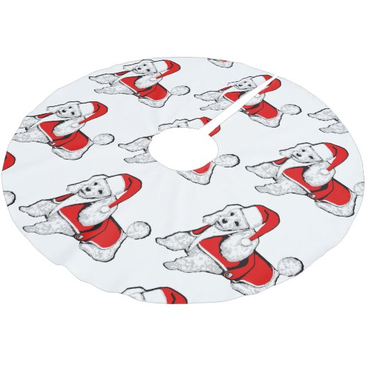 Weihnachtsleute Polyester Weihnachtsbaumdecke (Schrägansicht)