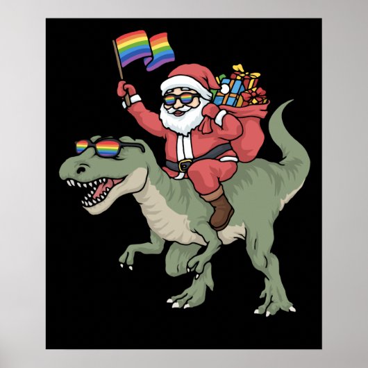 WeihnachtslGBT Weihnachtsmann TRex Rainbow Gay Pri Poster (Vorne)