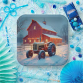 Weihnachtslicht auf einem roten Stall Pappteller (Party)