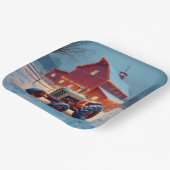 Weihnachtslicht auf einem roten Stall Pappteller (Gewinkelt)