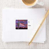 Weihnachtslicht auf Wüste Saguaro Kaktus Adressaufkleber (Insitu)