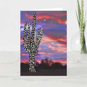 Weihnachtslicht auf Wüste Saguaro Kaktus Feiertagskarte