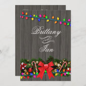 Weihnachtslicht Barn Wood Wedding | Holzkohle Einladung (Vorne/Hinten)