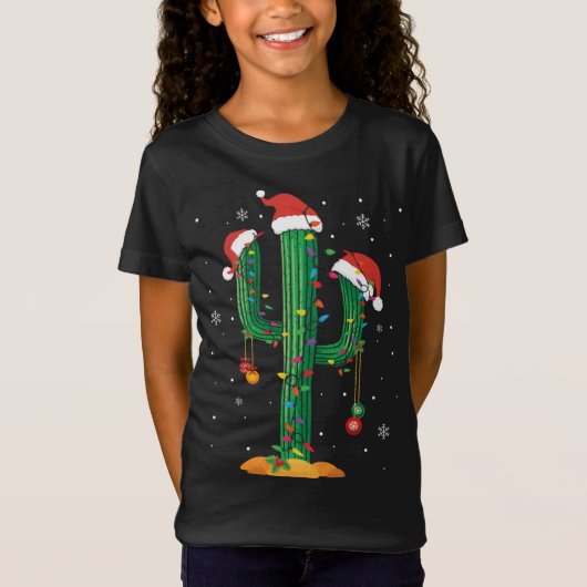 Weihnachtslicht Cactus Lover Funny Xmas Pajama Gi T-Shirt (Vorderseite)