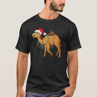 Weihnachtslicht Camel mit Weihnachts-Hut-Spaß kam T-Shirt