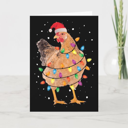 WeihnachtsLICHT Chicken Santa Fun Karte (Vorderseite)