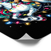 Weihnachtslicht Cougar Riding Einhorn Poster (Ecke)