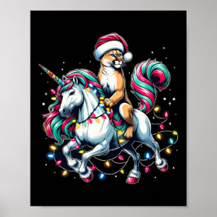 Weihnachtslicht Cougar Riding Einhorn Poster