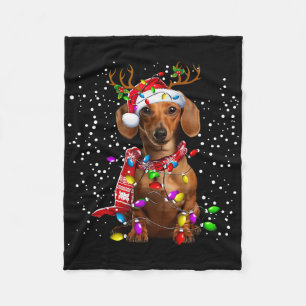 Weihnachtslicht Dackel Hund Weihnachtsmannmütze Sk Fleecedecke