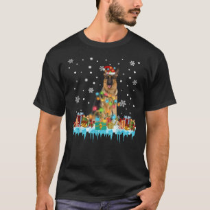 Weihnachtslicht Deutscher Schäferhund Dog Santa Tr T-Shirt