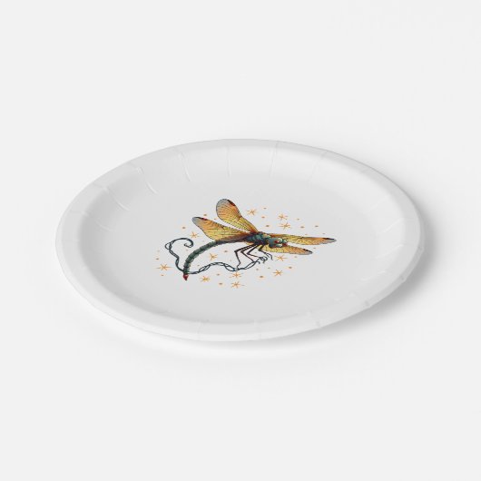 Weihnachtslicht-Dragonfly Pappteller (Schrägansicht)