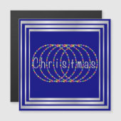 Weihnachtslicht-Entwurf auf Blau mit Silber Magnetkarte (Vorne/Hinten)