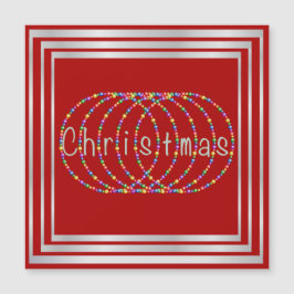Weihnachtslicht-Entwurf auf Rot mit Silber Magnetkarte