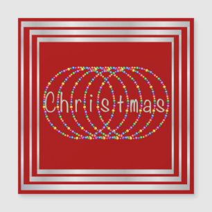 Weihnachtslicht-Entwurf auf Rot mit Silber Magnetkarte