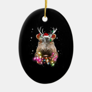 Weihnachtslicht Fiona Hippopotamus Keramik Ornament