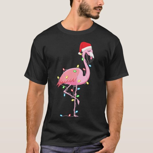 Weihnachtslicht Flamingo Lover Funny Xmas T-Shirt (Vorderseite)