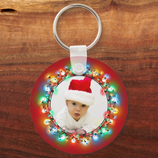 Weihnachtslicht Foto Kranz Schlüsselanhänger (Vorderseite)