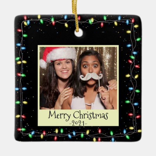 Weihnachtslicht - Foto und Botschaft Keramikornament (Vorderseite)