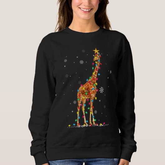 Weihnachtslicht Giraffe Giraffen Xmas Sweatshirt (Vorderseite)