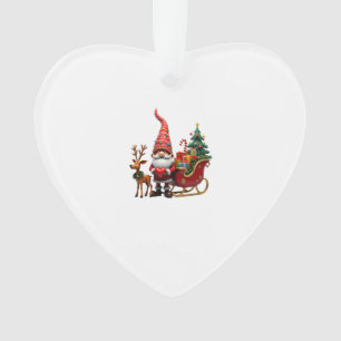 Weihnachtslicht-Gnom Weihnachtsmann auf Schlitten Ornament