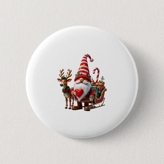 Weihnachtslicht-Gnom Weihnachtsmann fährt auf Schl Button (Vorderseite)