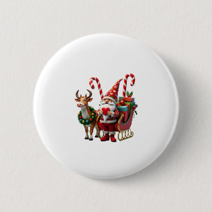 Weihnachtslicht-Gnom Weihnachtsmann fährt auf Schl Button