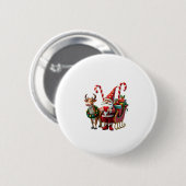 Weihnachtslicht-Gnom Weihnachtsmann fährt auf Schl Button (Vorne & Hinten)