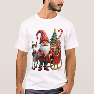 Weihnachtslicht-Gnom Weihnachtsmann fährt auf Schl T-Shirt