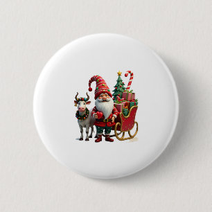 Weihnachtslicht-Gnom Weihnachtsmann reitet auf Sch Button