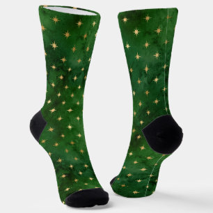 Weihnachtslicht grünes goldenes Sternchen elegant Socken
