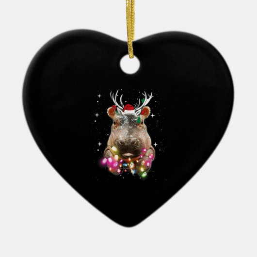 Weihnachtslicht Hippo Fiona Hippopotamus Lover Keramik Ornament (Vorne)