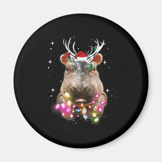 Weihnachtslicht Hippo Fiona Hippopotamus Lover Magnet (Vorne)
