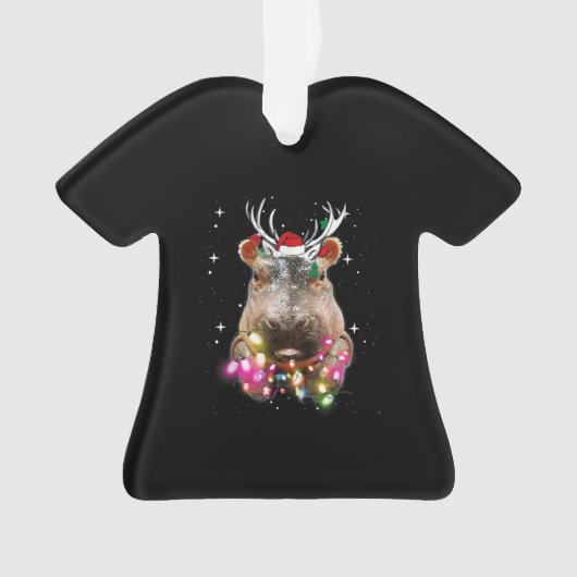 Weihnachtslicht Hippo Fiona Hippopotamus Lover Ornament (Vorderseite)