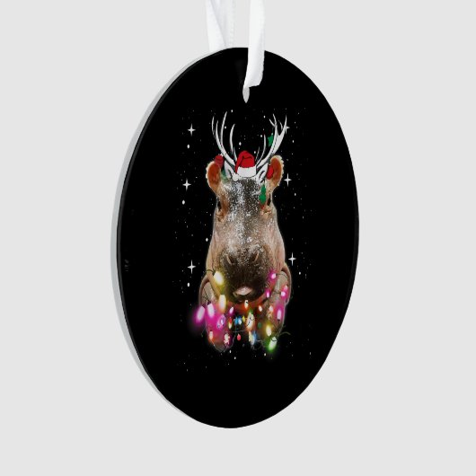 Weihnachtslicht Hippo Fiona Hippopotamus Lover Ornament (Vorderseite)
