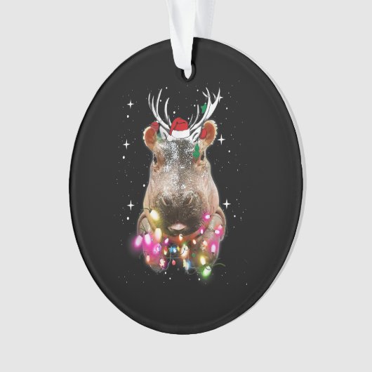 Weihnachtslicht Hippo Fiona Hippopotamus Lover Ornament (Vorderseite)