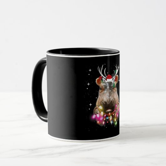 Weihnachtslicht Hippo Fiona Hippopotamus Lover Tasse (Vorderseite Links)