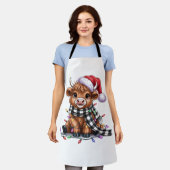 Weihnachtslicht Hochland-Kuh-Weihnachtsmannmütze Schürze (Getragen)