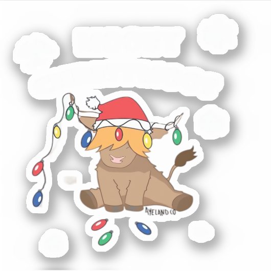 Weihnachtslicht Hochlandkuh hässlich Pullover Tauf Aufkleber (Vorderseite)