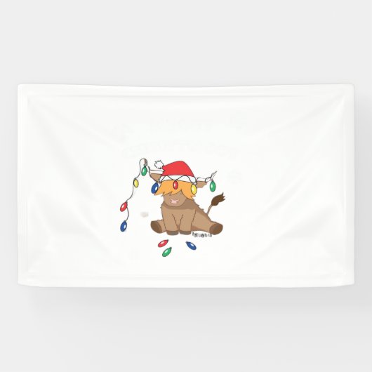 Weihnachtslicht Hochlandkuh hässlich Pullover Tauf Banner (Horizontal)