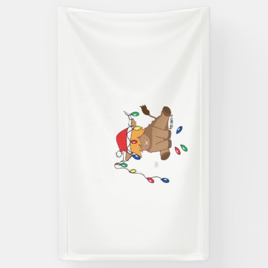 Weihnachtslicht Hochlandkuh hässlich Pullover Tauf Banner (Vertikal)
