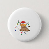 Weihnachtslicht Hochlandkuh hässlich Pullover Tauf Button (Vorderseite)