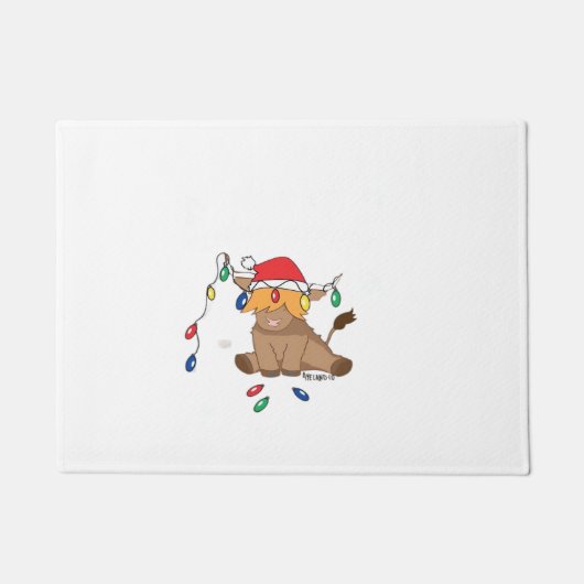 Weihnachtslicht Hochlandkuh hässlich Pullover Tauf Fußmatte (Vorderseite)