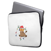 Weihnachtslicht Hochlandkuh hässlich Pullover Tauf Laptopschutzhülle (Vorderseite Links)