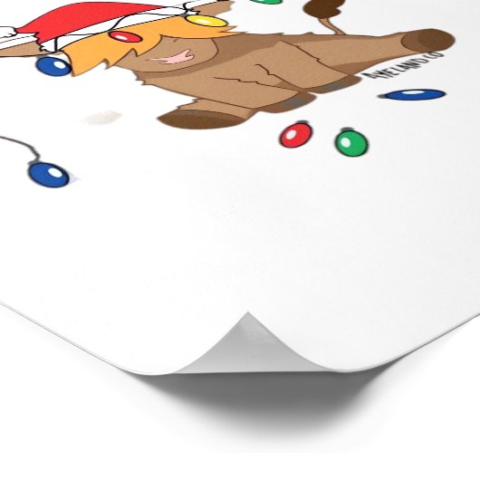 Weihnachtslicht Hochlandkuh hässlich Pullover Tauf Poster (Ecke)