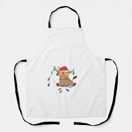 Weihnachtslicht Hochlandkuh hässlich Pullover Tauf Schürze (Vorderseite)
