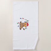 Weihnachtslicht Hochlandkuh hässlich Pullover Tauf Strandtuch (Vorderseite)