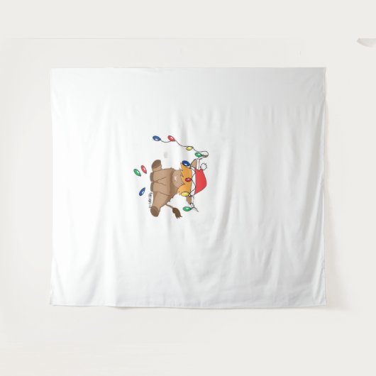 Weihnachtslicht Hochlandkuh hässlich Pullover Tauf Wandteppich (Vorderseite (Horizontal))