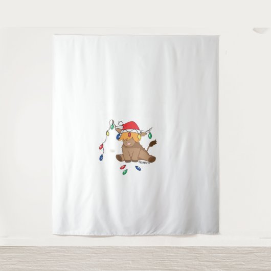 Weihnachtslicht Hochlandkuh hässlich Pullover Tauf Wandteppich (Vorderseite)