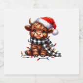 Weihnachtslicht Hochlandkuh Weihnachtslicht Schaumweinetikett (Einzelnes Label)