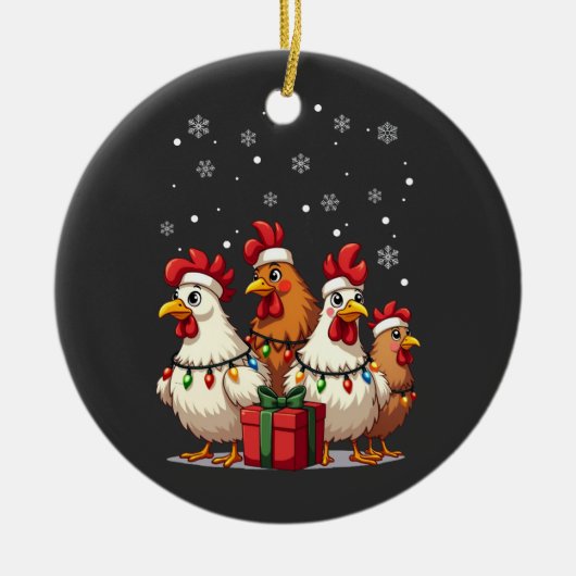 Weihnachtslicht Hühner Weihnachtsfest Weihnachten  Keramik Ornament (Vorne)